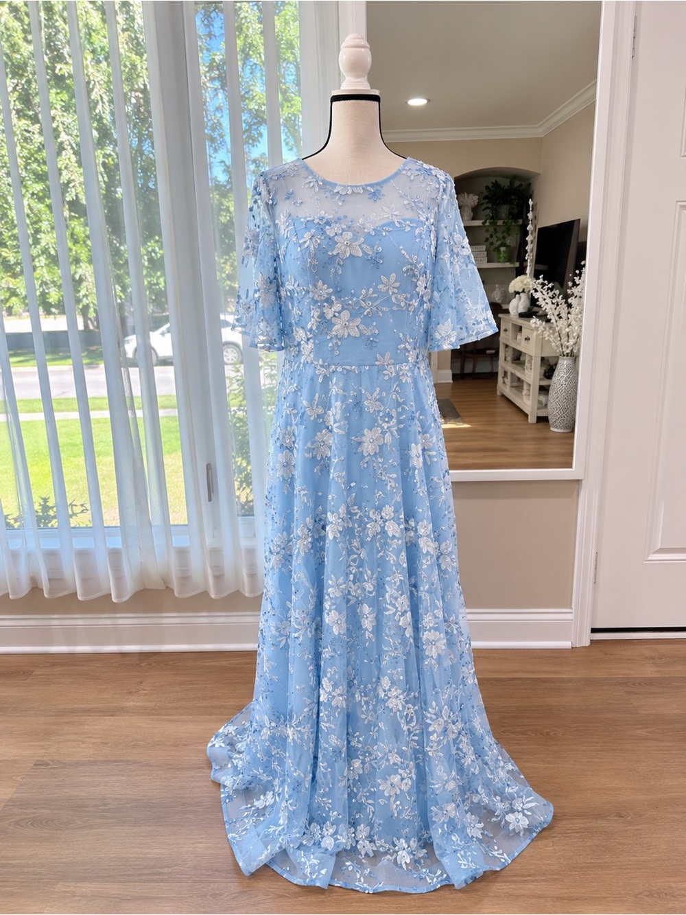 Dress Women’s Floral Sequin Maxi Wedding Party Guest Mother of Bride Sz.14-16